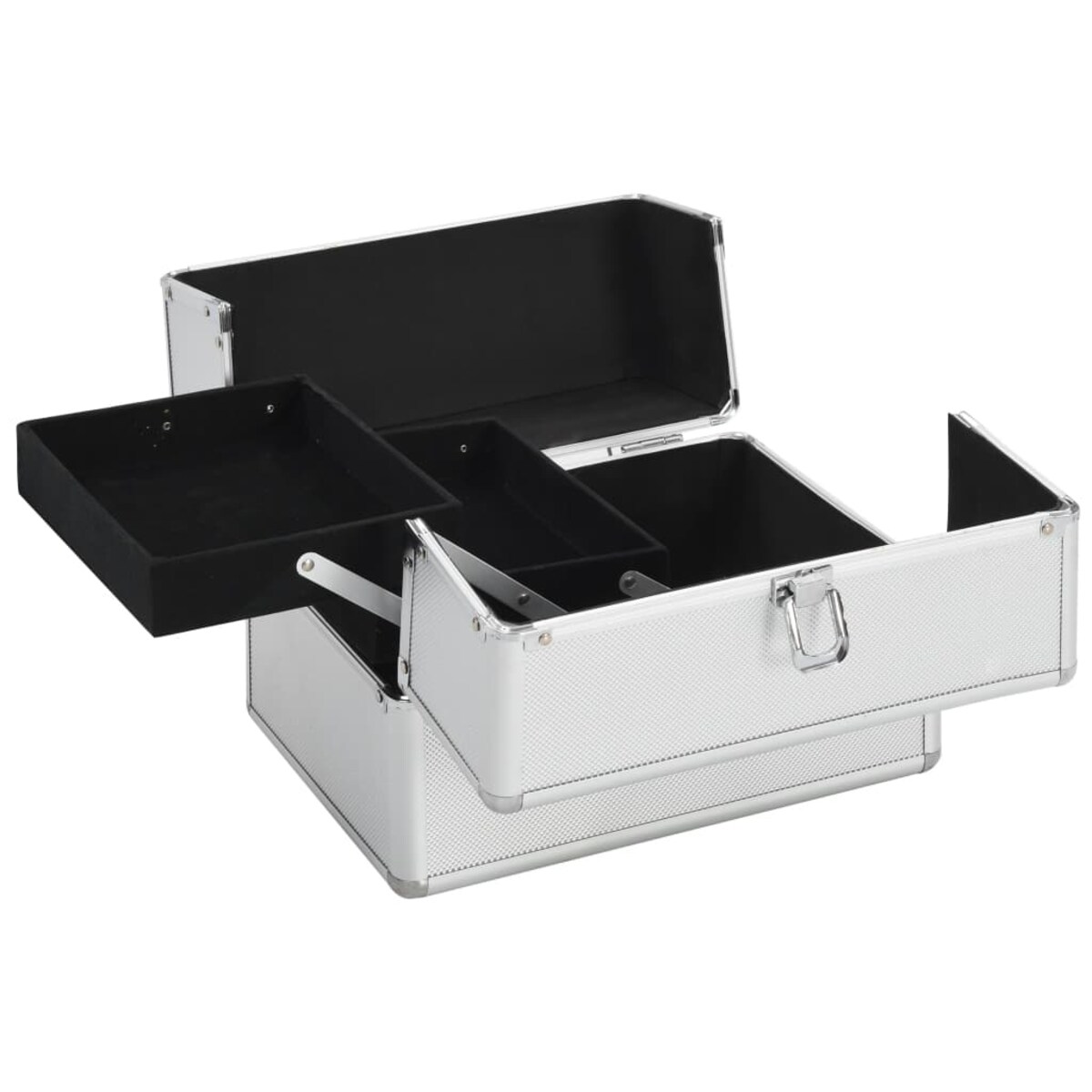 vidaXL Kuferek na kosmetyki, 22 x 30 x 21 cm, srebrny, aluminiowy