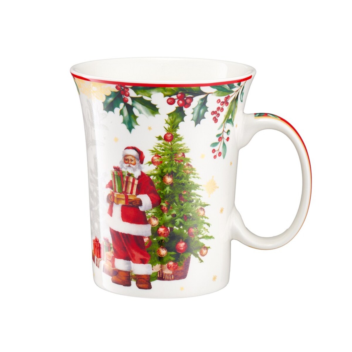 VILLA ITALIA Kubek świąteczny porcelanowy FROZEN NOEL Mikołaj z prezentami
