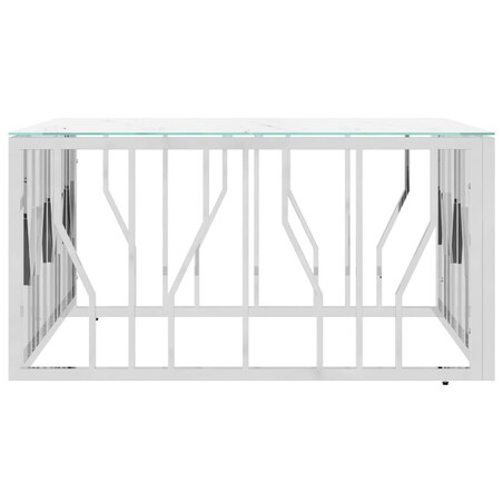 vidaXL Stolik kawowy, srebrny, 80x80x40 cm, stal nierdzewna i szkło