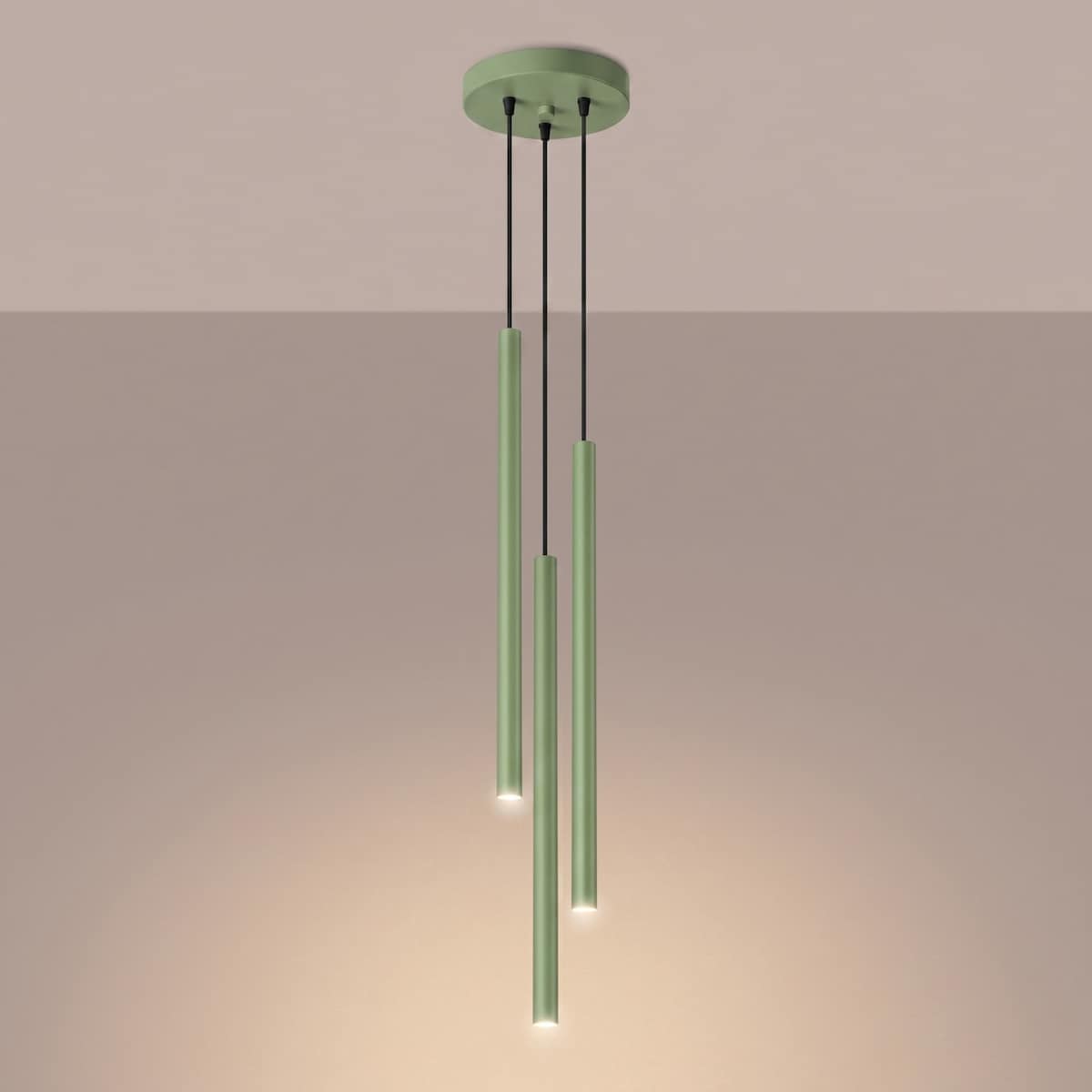 Lampa wisząca PASTELO 3P szałwiowa