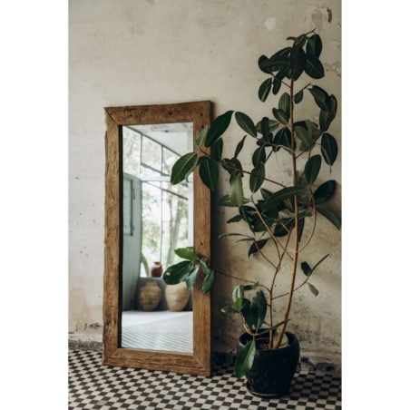 Lustro w ramie z recyklingowanego drewna tekowego TIKI 180 cm