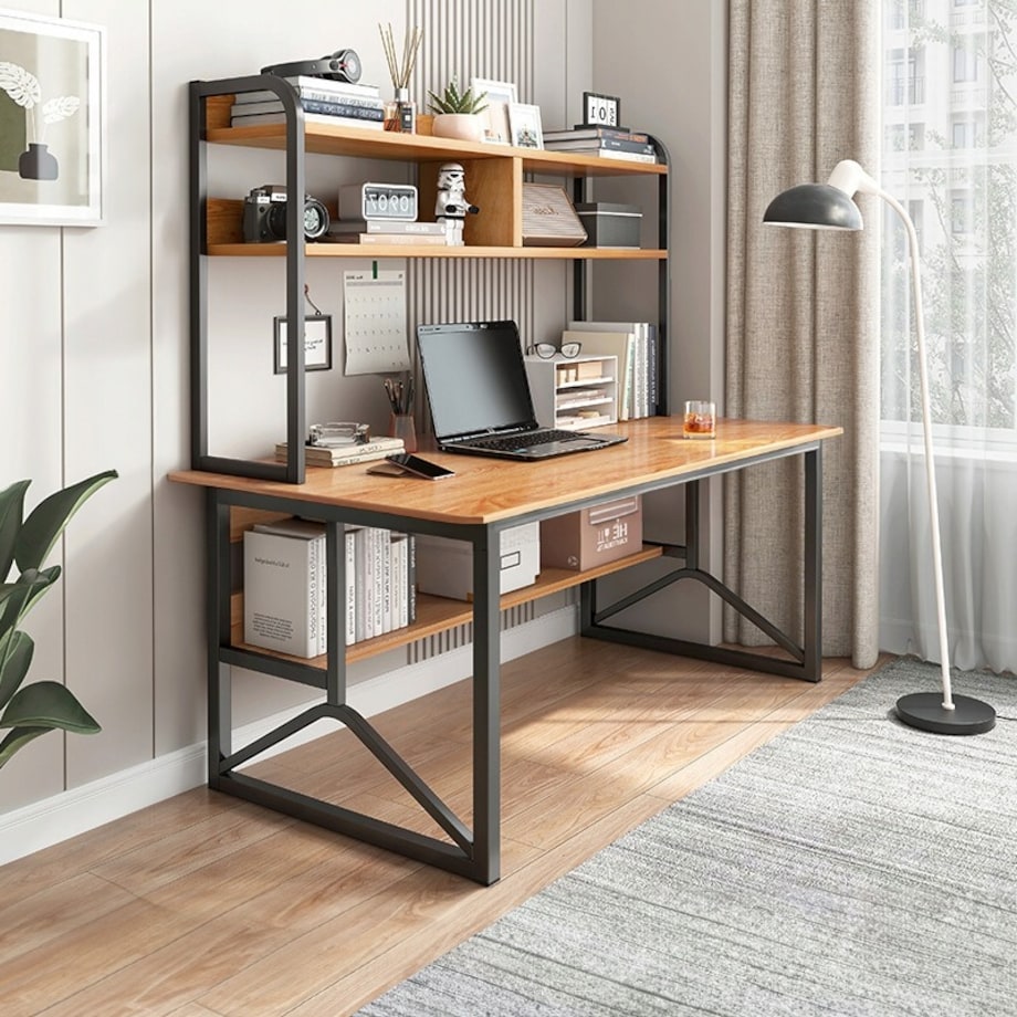 Biurko komputerowe ciemny buk pod laptop loft gamingowe nowoczesne 120 cm