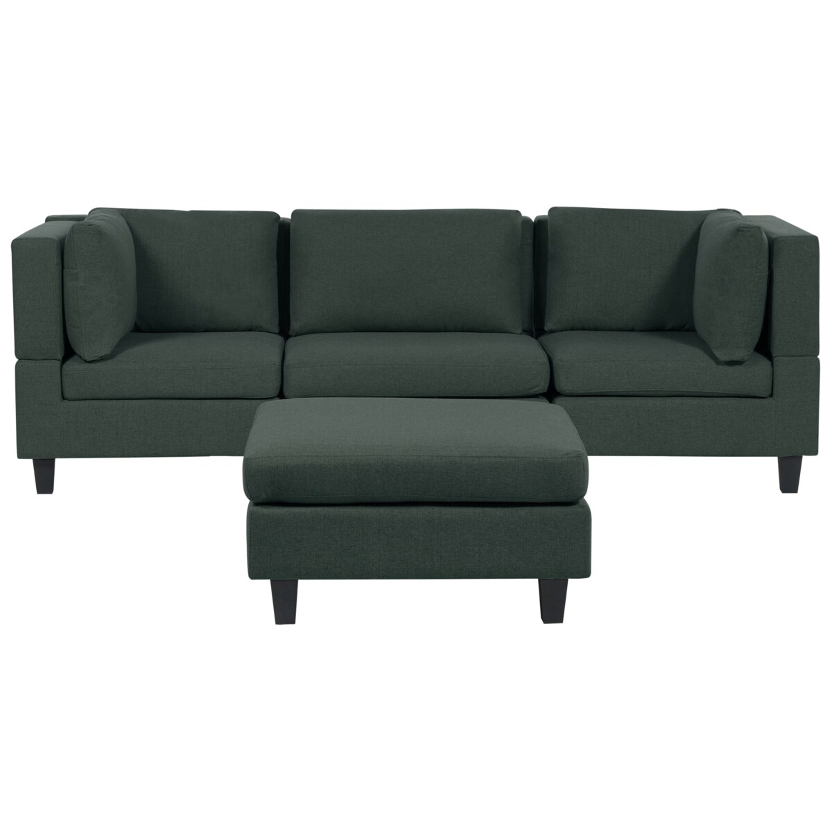 Sofa modułowa 3-osobowa z otomaną ciemnozielona UNSTAD