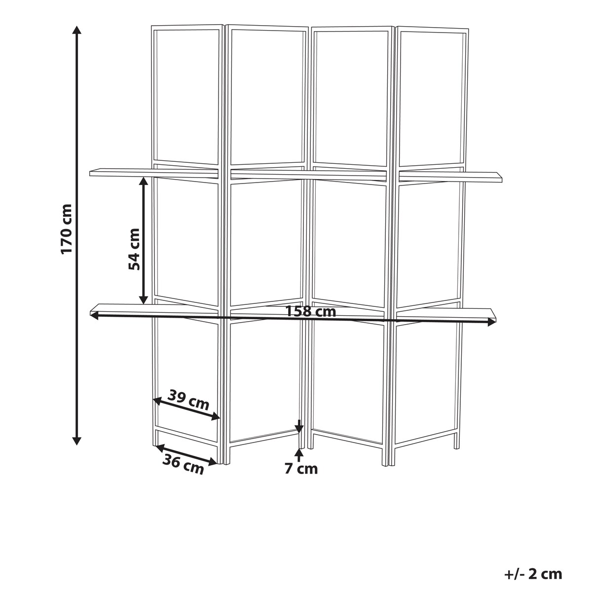 4-panelowy parawan pokojowy TRAFOI Brązowy 158 cm 170 cm