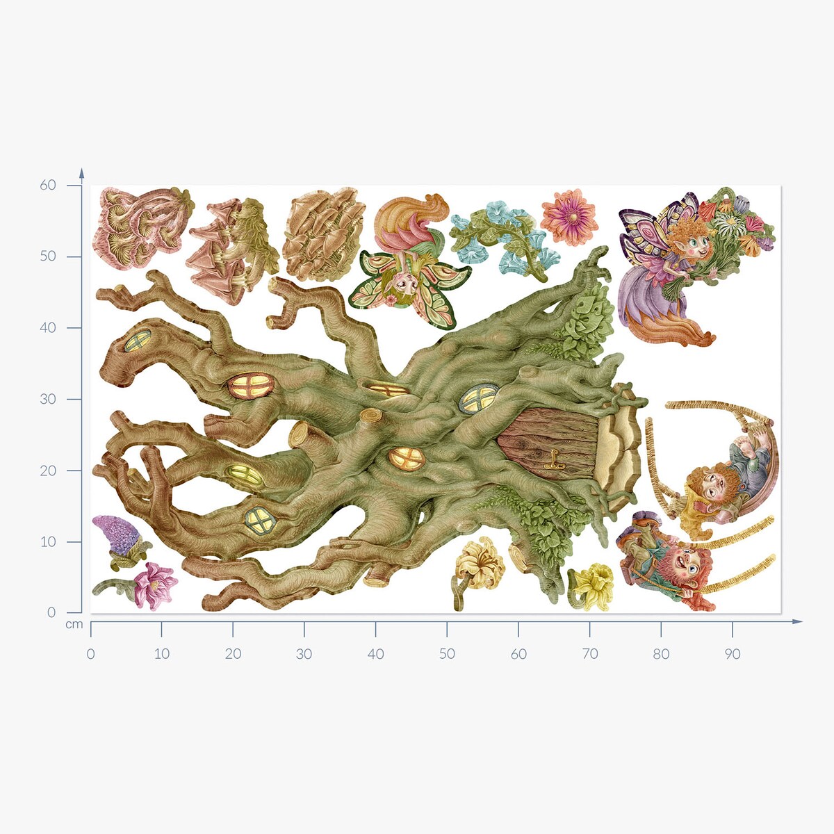 Zestaw naklejek na ścianę, Wróżkowy las, 60cm