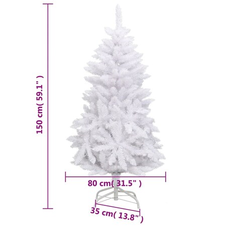 vidaXL Sztuczna choinka z zawiasami i stojakiem, biała, 150 cm