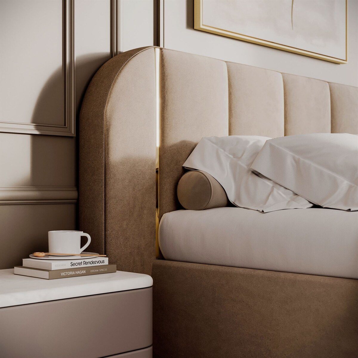 Łóżko tapicerowane AMARA GOLD, pojemnik, stelaż 32, 160x200, Royal Velvet 87170