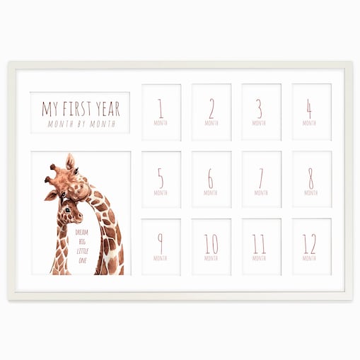 Biała ramka na PIERWSZY ROCZEK dziecka - kolaż na 13 zdjęć My First Year