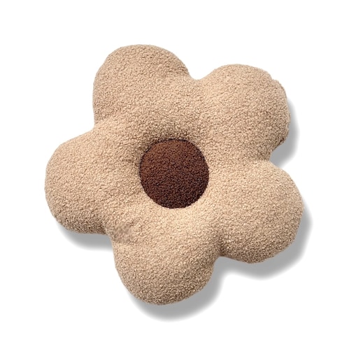 Poduszka boucle mały Kwiatek beż / brąz