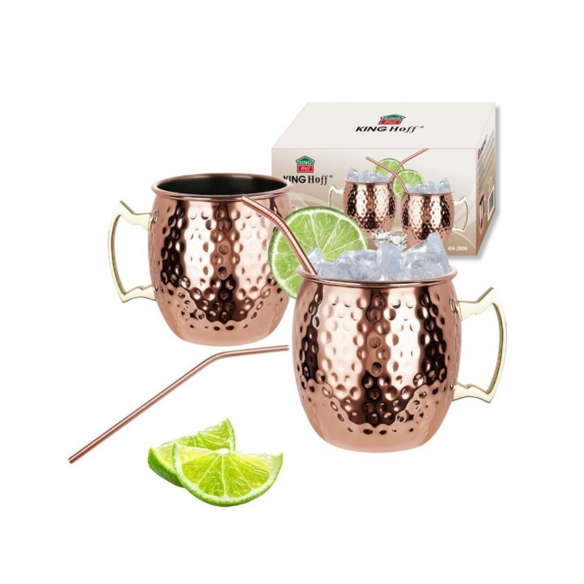 Kinghoff zestaw stalowych kubków 500ml do drinków Moscow Mule 64485