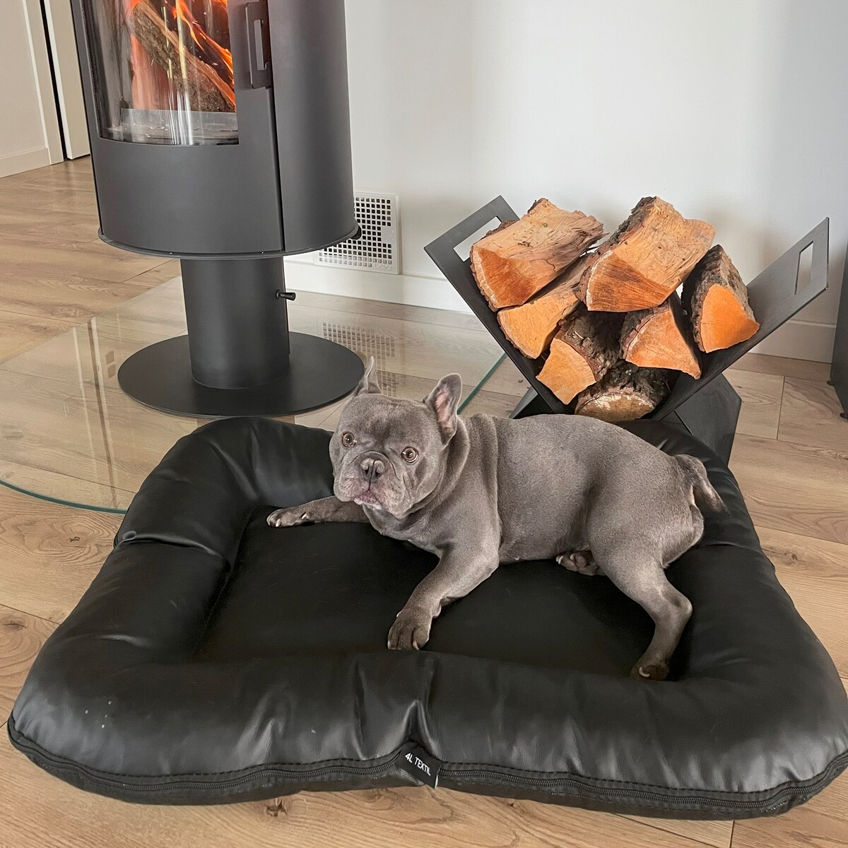 Legowisko Ponton dla psa z eko skóry ELLA, 90x70 cm, Czarny