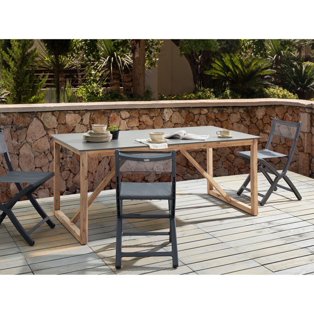 Stół ogrodowy NOTTERI 90 cm 180 cm Beton Szary