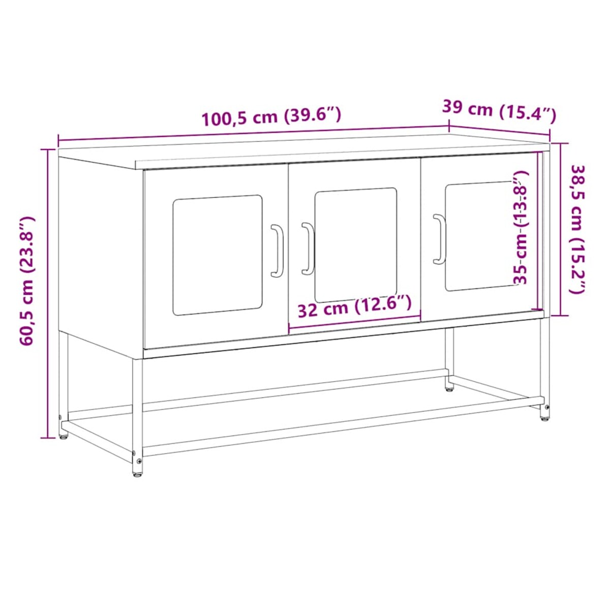 vidaXL Szafka RTV, czarna, 100,5x39x60,5 cm, stal walcowana na zimno