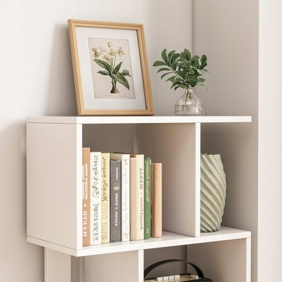 Regał otwarty stojący biały półka szafka biblioteczka nowoczesny loft 140cm