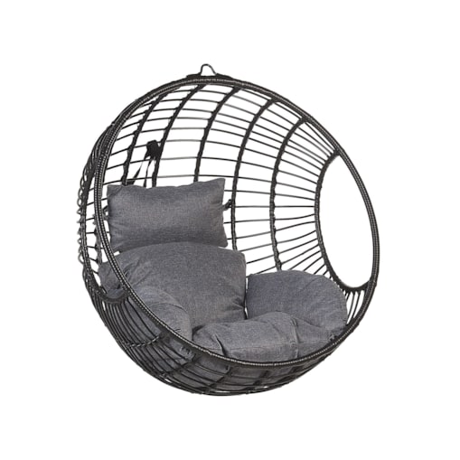 Fotel wiszący z technorattanu czarny ASPIO