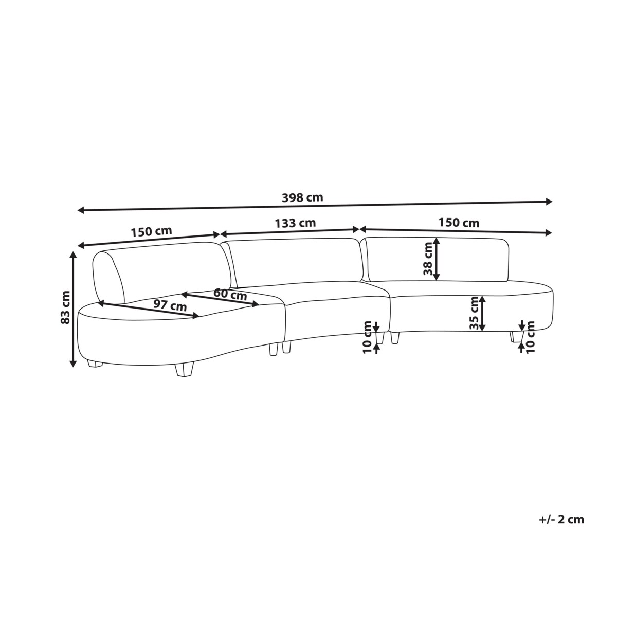 Sofa półokrągła 6-osobowa lniana szara SOLBERG
