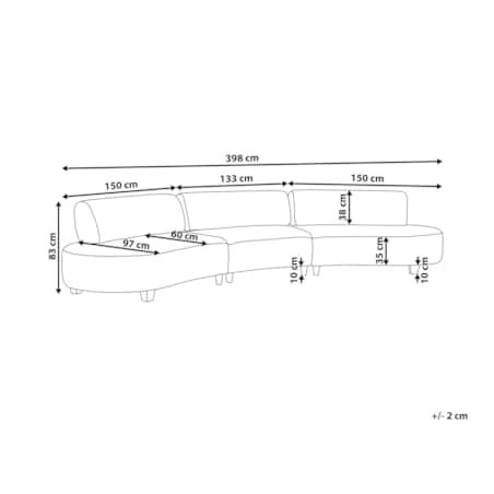 Sofa półokrągła 6-osobowa lniana szara SOLBERG