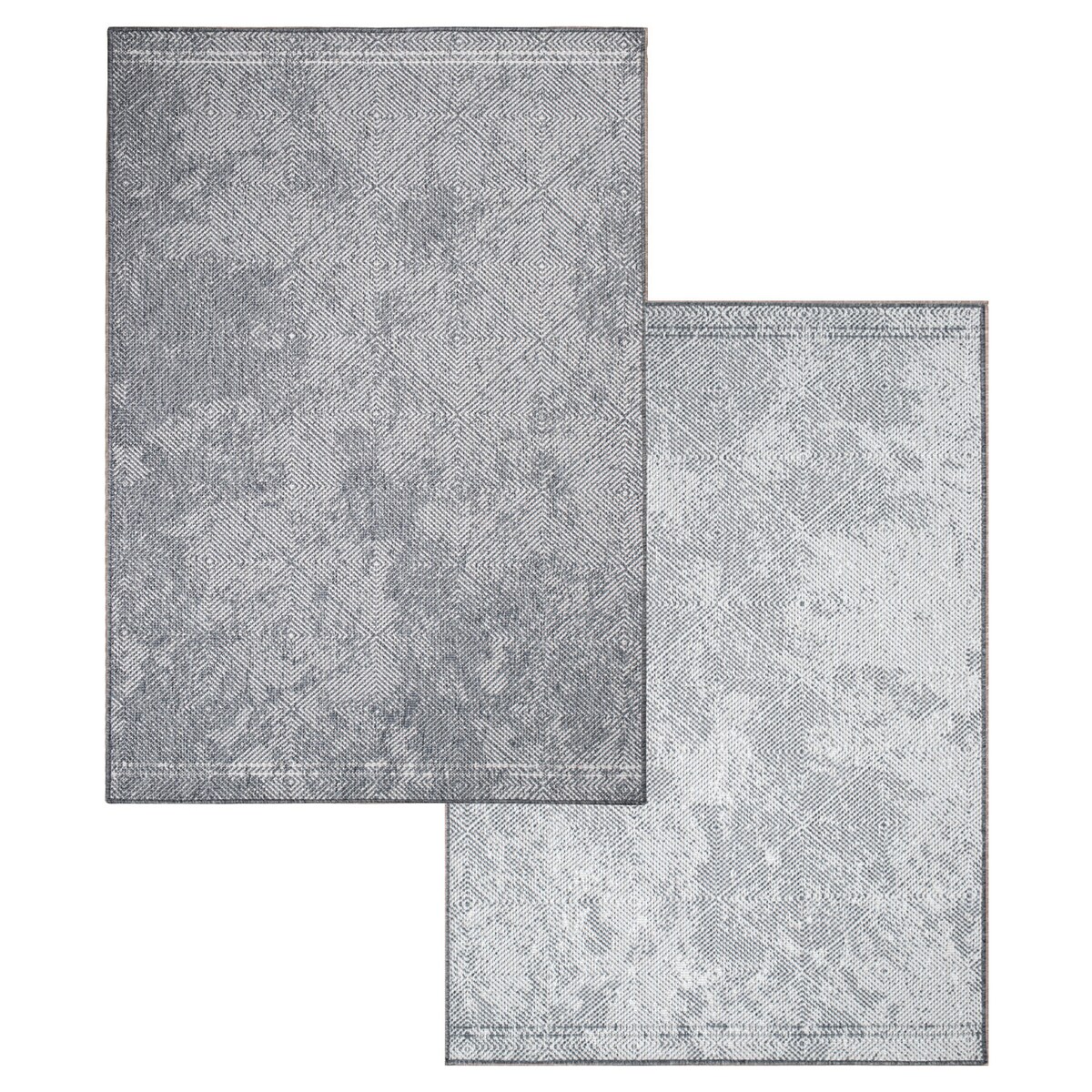 Funkcjonalny dywan na zewnątrz i do wnętrz, dwustronny DUO 58450 Szary 80x150