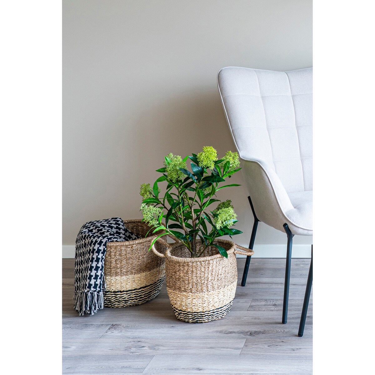 Pled Side bawełniany czarno‑biały 130x180 klasyczny do salonu