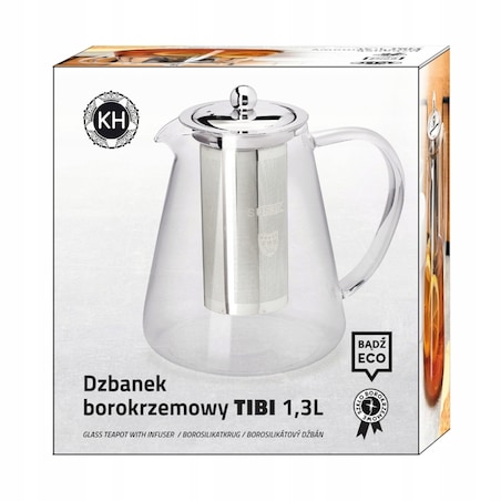 DZBANEK szklany Z ZAPARZACZEM sitko imbryk czajnik na zioła herbatę 1,3 L
