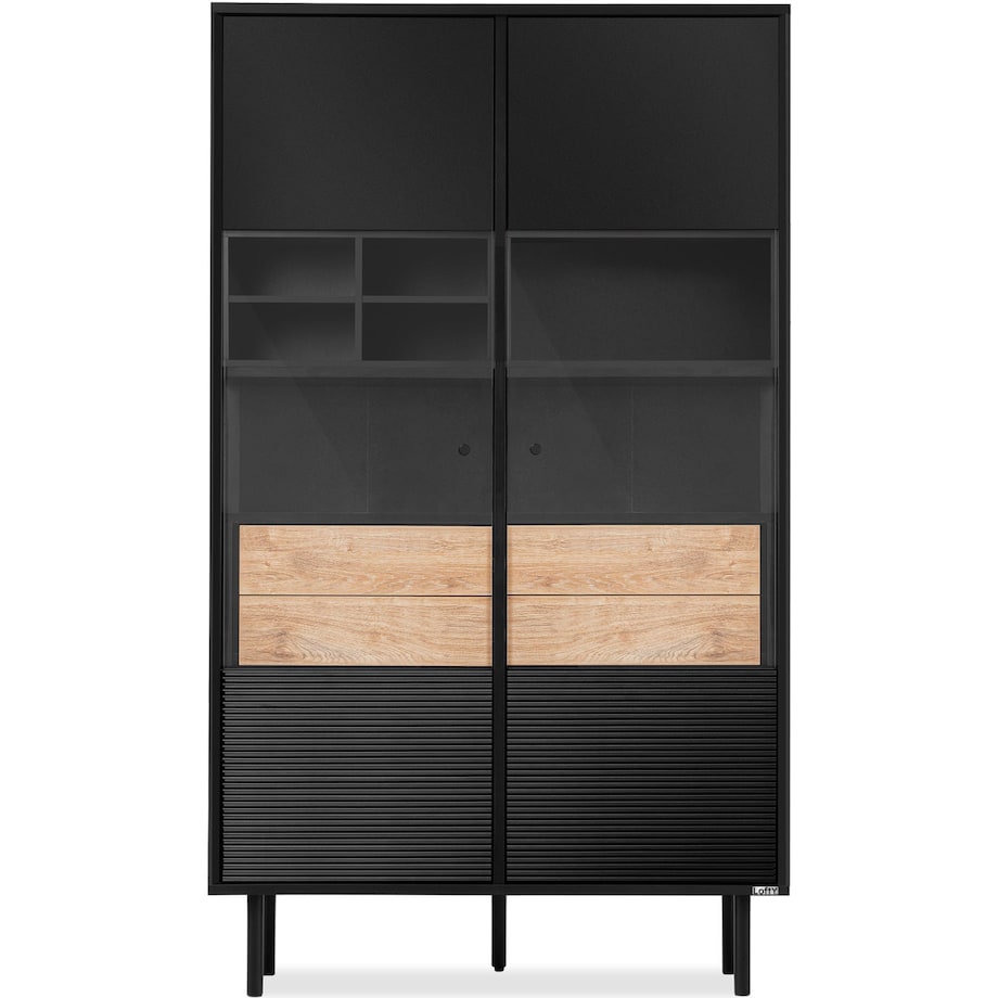 KONSIMO LOFTY Dwudrzwiowa witryna z szufladami w stylu loft