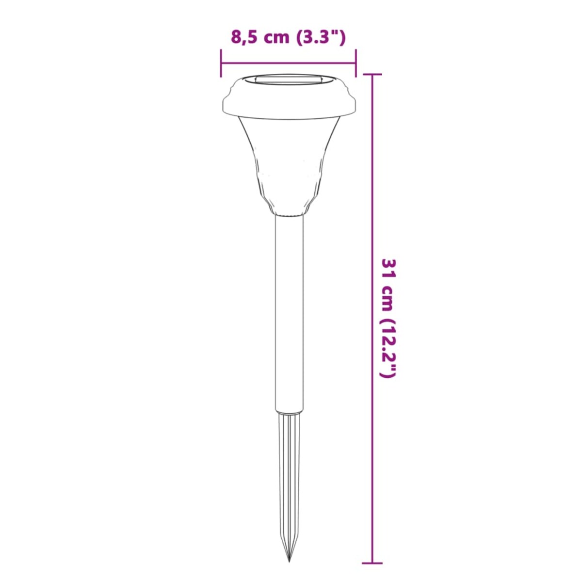 vidaXL Solarne lampki ogrodowe, z kolcem, 12 szt., białe światło