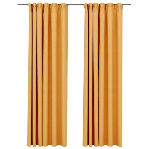vidaXL Zasłony stylizowane na lniane, 2 szt., żółte, 140x225 cm