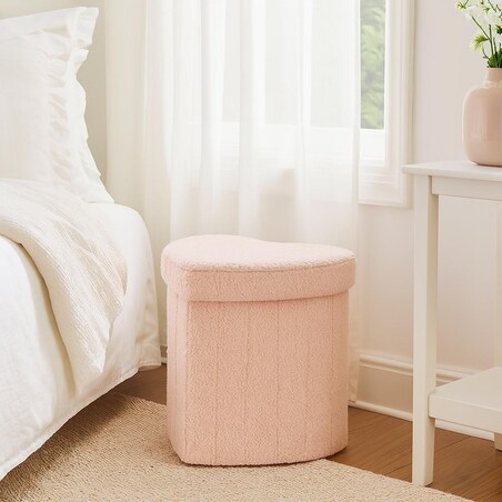 Pufa serce ALLOY, tapicerka baranek, 34 x 28 x 35 cm