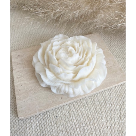 Świeca sojowa ekologiczna dekoracyjna "Peony Queen" 100x40mm biała (duża)