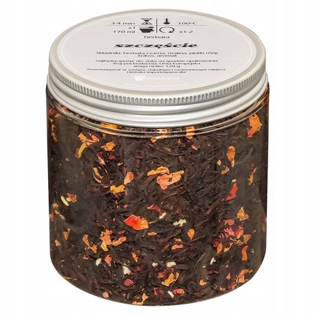 Herbata czarna SZCZĘŚCIE o magicznie tropikalnym smaku z nutą wanilii - herbata liściasta sypana mieszanka napar susz - gotowa na prezent upominek