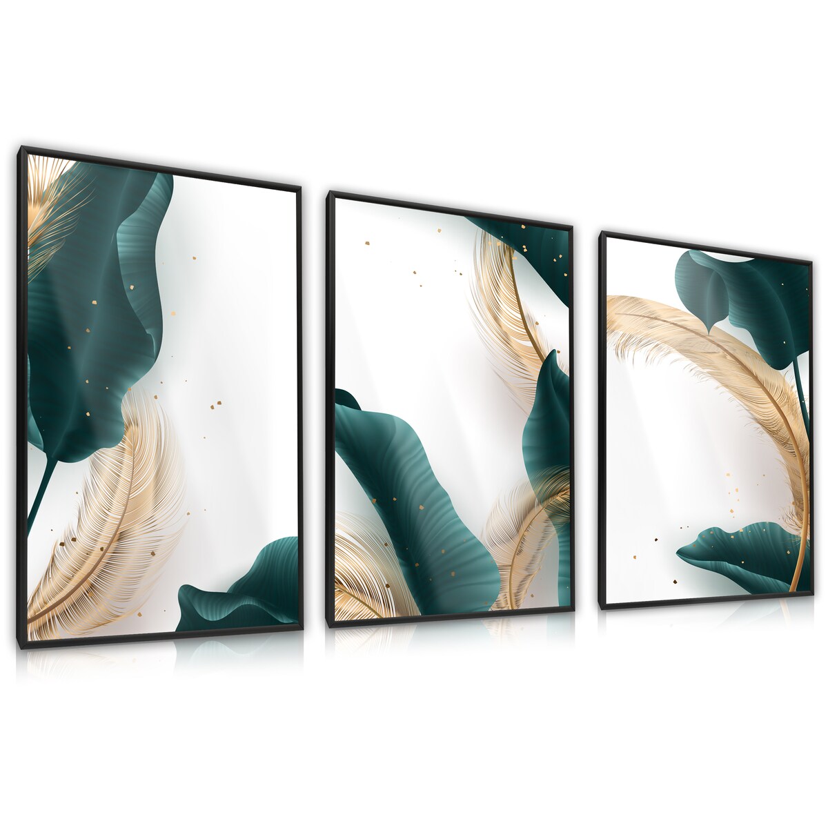 Zestaw 3x Plakat w Ramie Liście Natura 3D 30x40cm