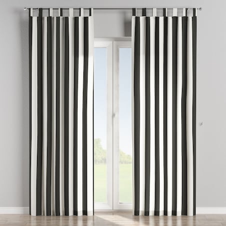 Zasłona na szelkach 1 szt. 130x260 pasy czarno-białe