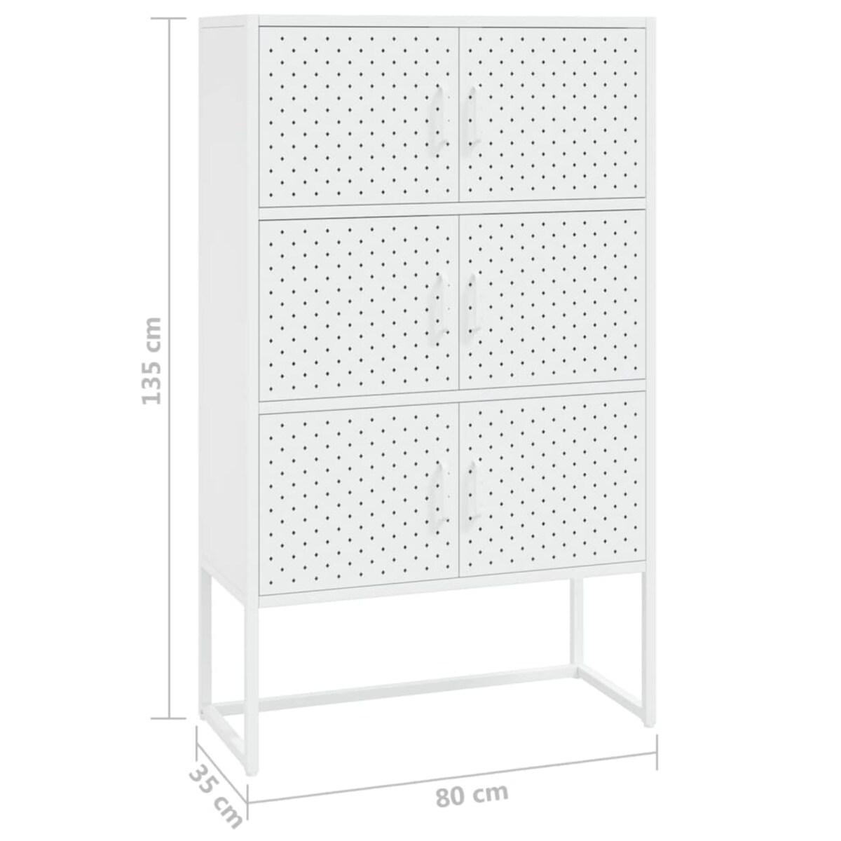 vidaXL Szafka, biała, 80x35x135 cm, stal