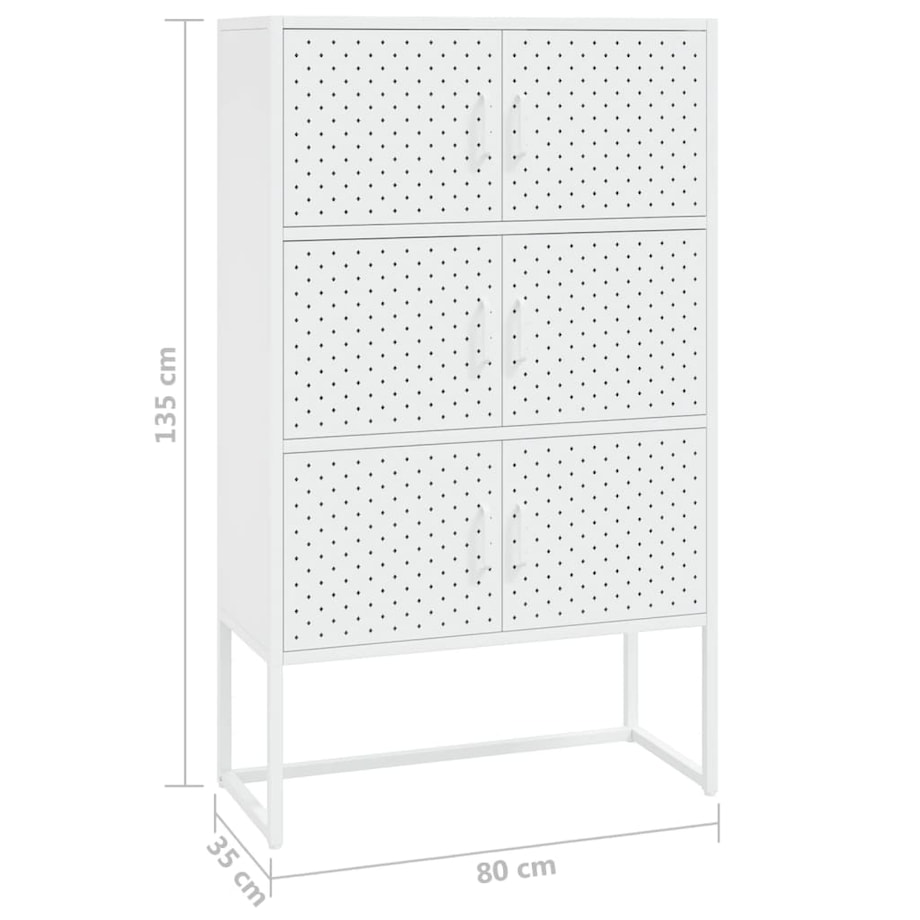 vidaXL Szafka, biała, 80x35x135 cm, stal