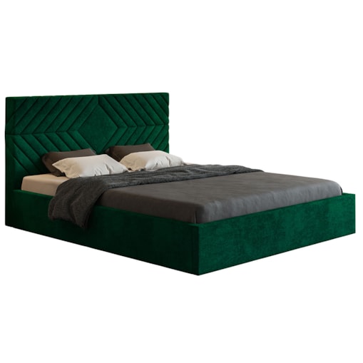 Łóżko z pojemnikiem 160x200 OLDO 2 tapicerowane- butelkowa zieleń