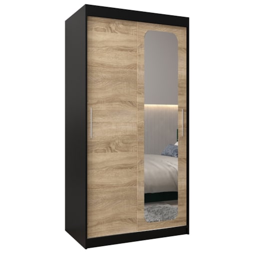 Szafa przesuwna Garderoba PROMO T2 100 czarny/sonoma