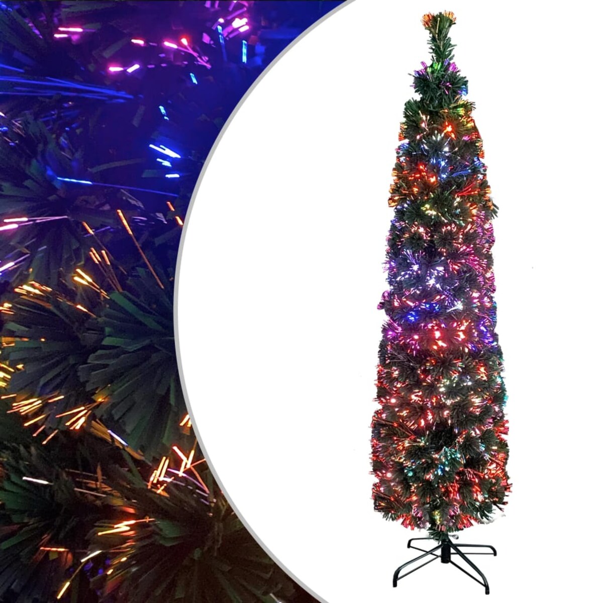 vidaXL Sztuczna, wąska choinka ze stojakiem, 120 cm, włókno optyczne