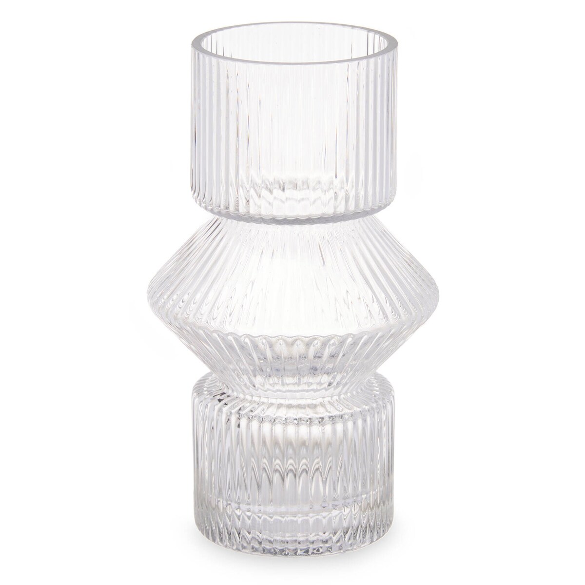 Szklany wazon ryflowane szkło, 9,5 x 16,5 cm