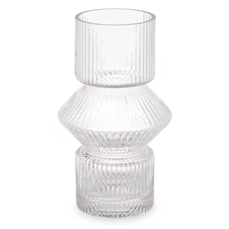 Szklany wazon ryflowane szkło, 9,5 x 16,5 cm