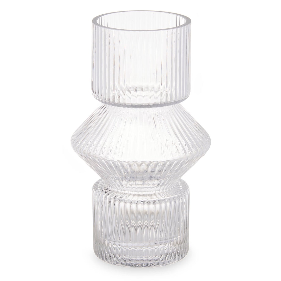 Szklany wazon ryflowane szkło, 9,5 x 16,5 cm