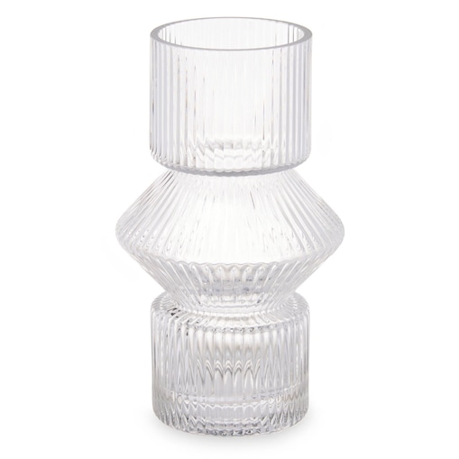 Szklany wazon ryflowane szkło, 9,5 x 16,5 cm