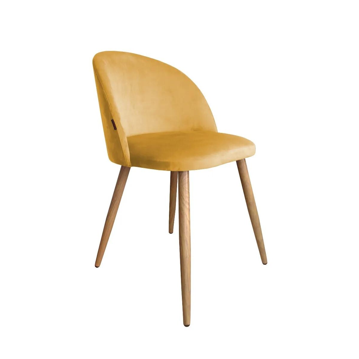 Krzesło CLAUDINE 2 VELVET musztardowe/curry/dąb