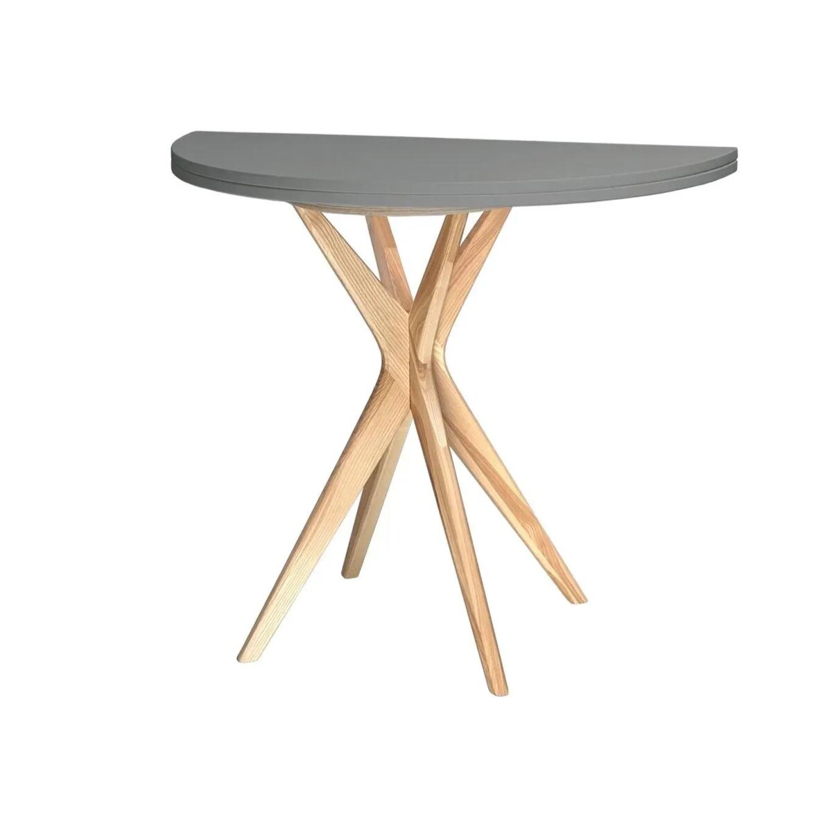 Stół półokrągły CUTTI 100x100 rozkładany ciemny szary/jesion