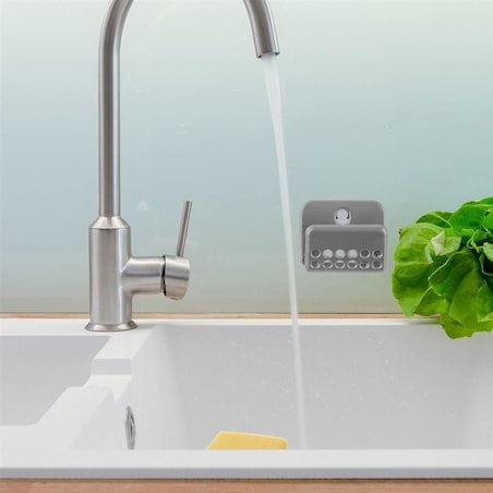 Uchwyt Kuchenny na Gąbkę do Naczyń Szary Wieszak Ociekacz z Przyssawką