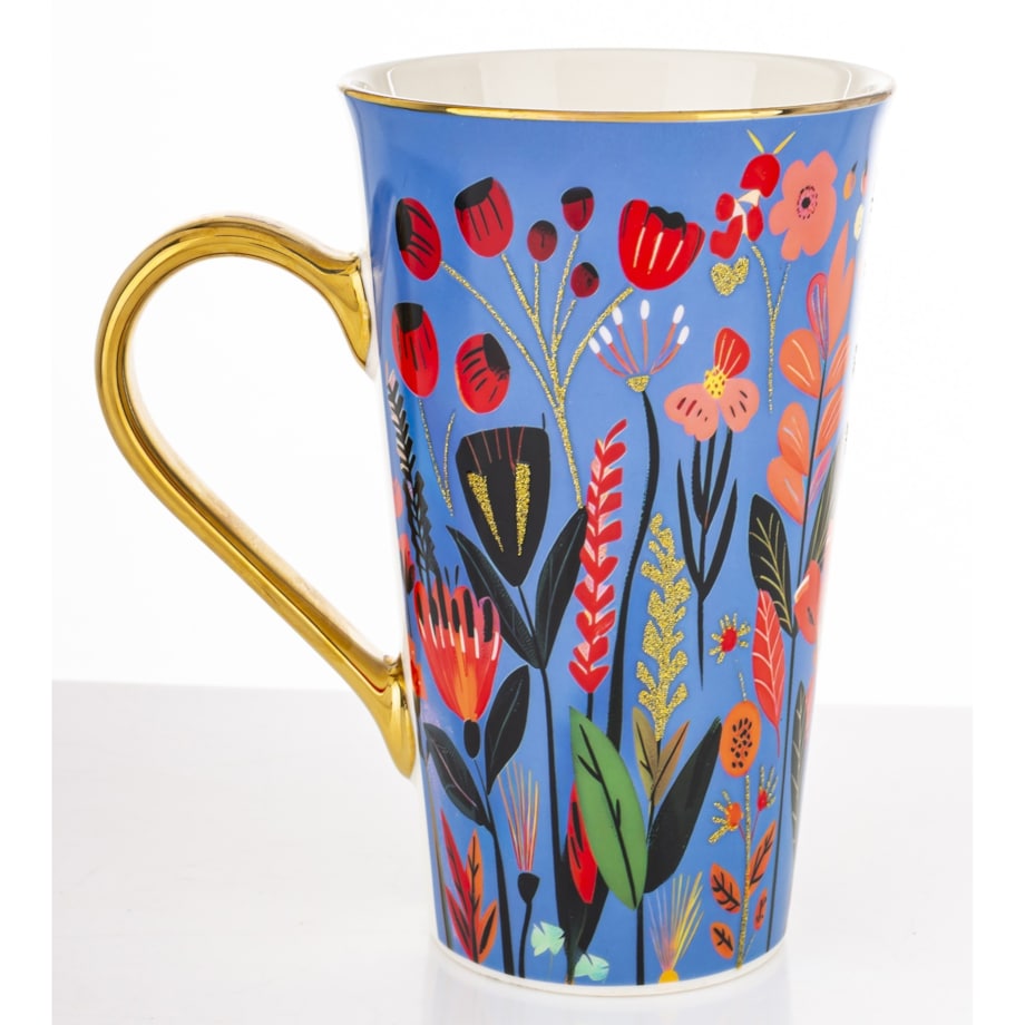 Kubek porcelanowy 700 ml BLUMEN 17x15x10 cm niebieski