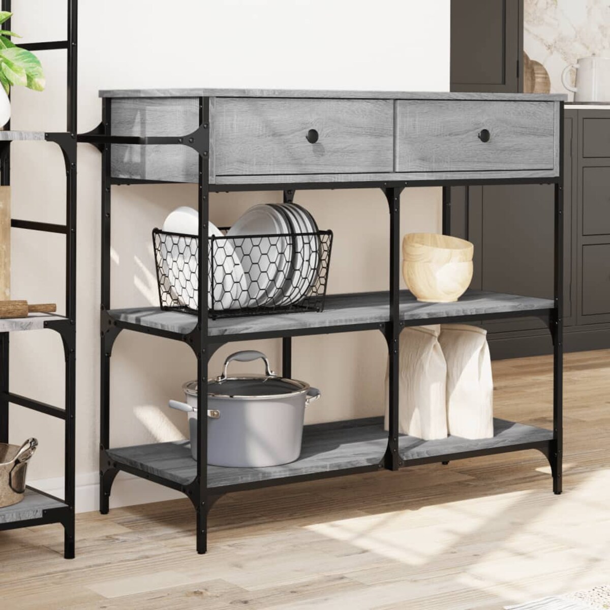 vidaXL Wózek kuchenny, szary dąb sonoma, 105x42x95 cm