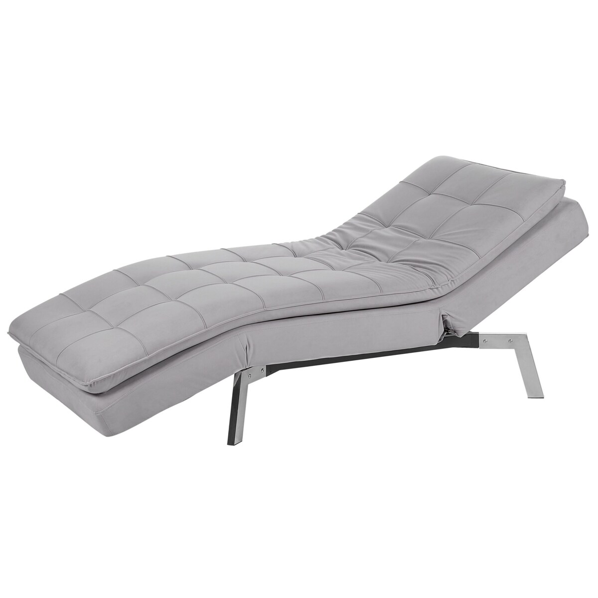 Szezlong welurowy rozkładany jasnoszary LOIRET