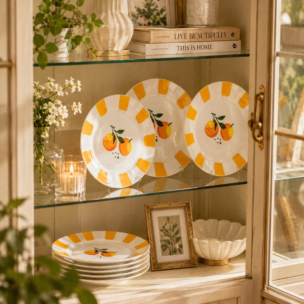 Komplet talerzy małe deserowych 20 cm 6 szt orange owoce na ciasto deser