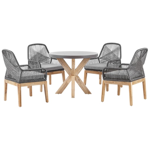 Zestaw ogrodowy dla 4 osób OLBIA z poduszkami Beton Czarny