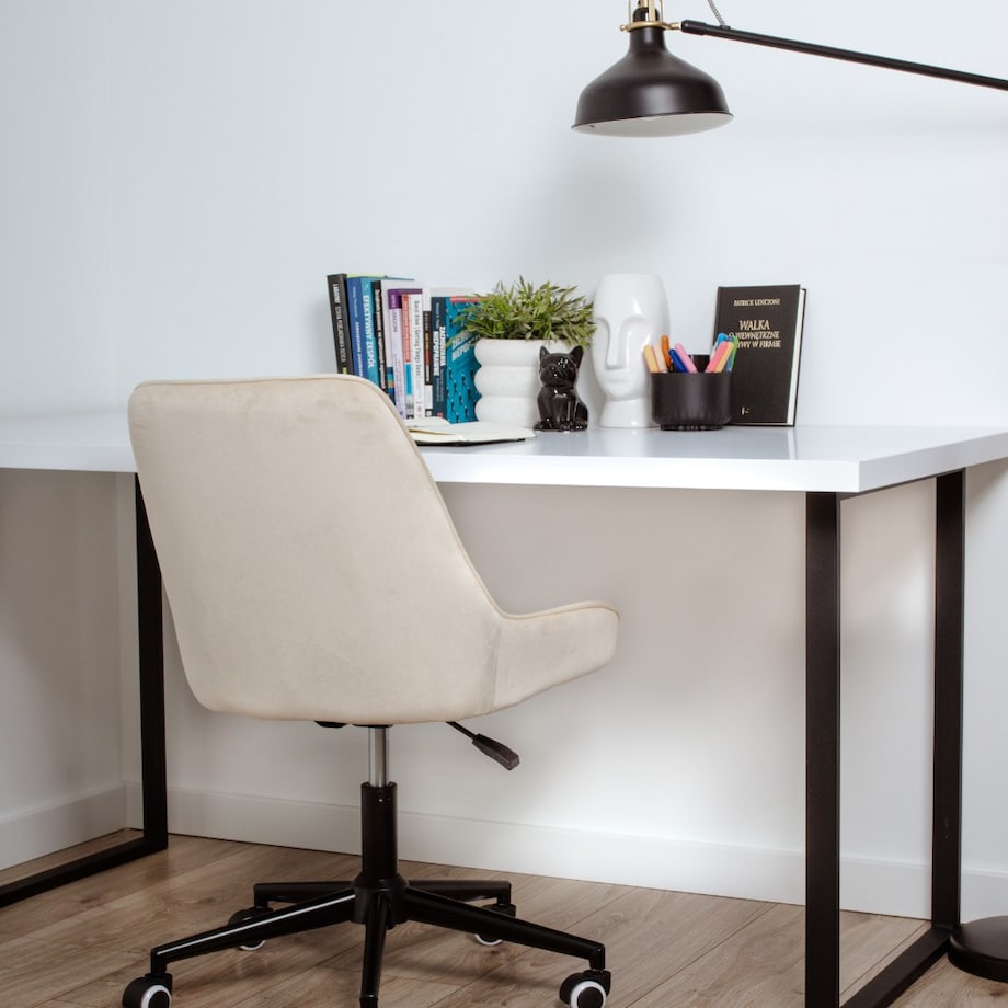 Fotel biurowy krzesło obrotowe regulowane beżowe do biurka